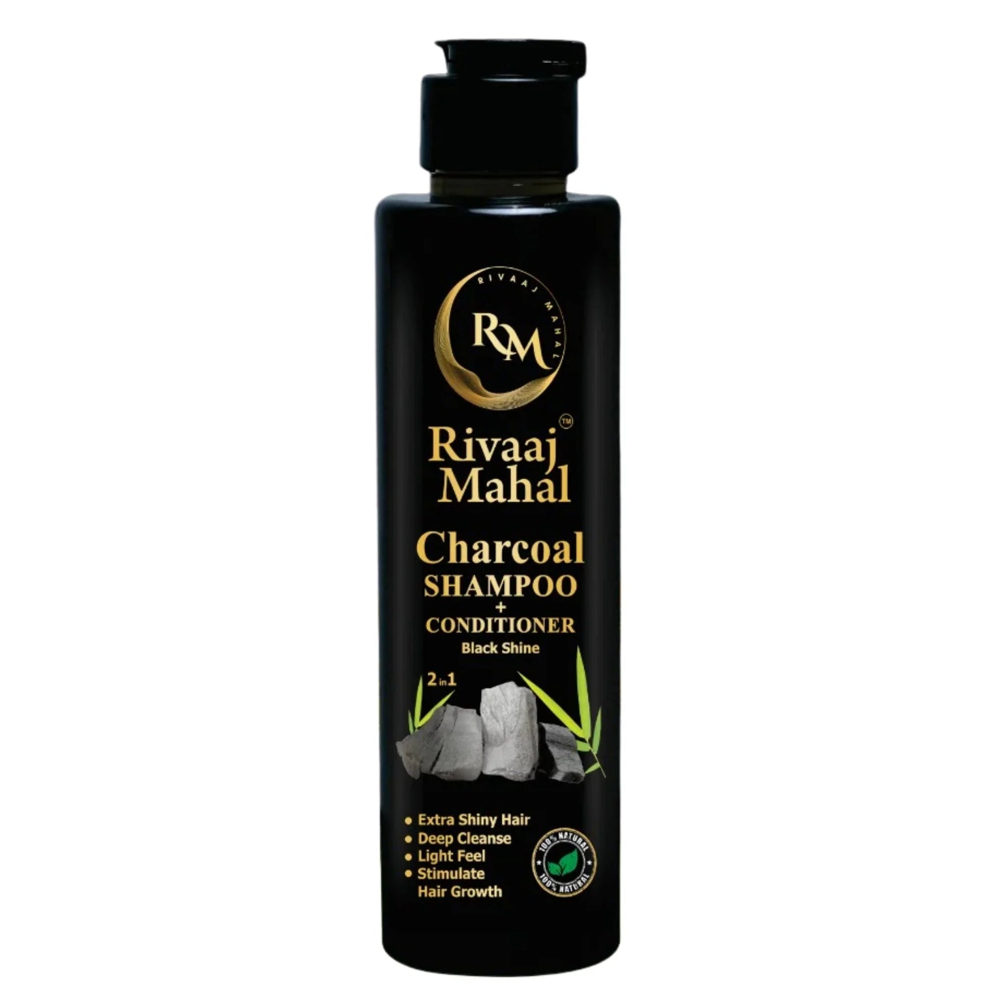 Rivaaj Mahal Charcoal Shampoo + Conditioner 2-in-1 | Black Shine Formula YMDS