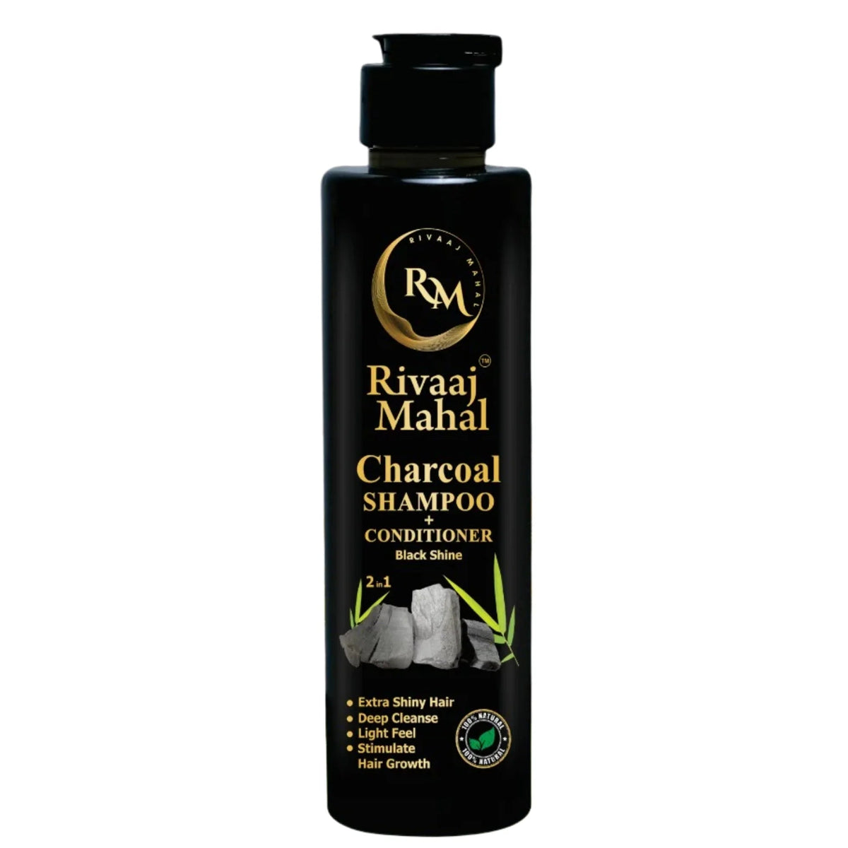 Rivaaj Mahal Charcoal Shampoo + Conditioner 2-in-1 | Black Shine Formula YMDS