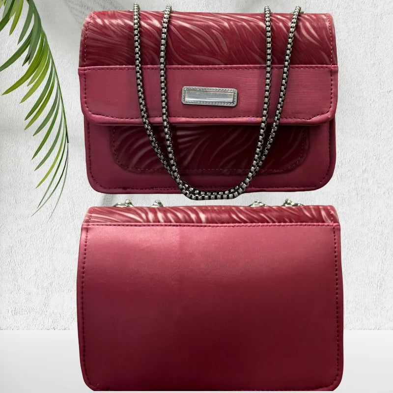 Luxury Women’s Shoulder Bag in Maroon Faux Leather for Casual, Work, and Formal Use YMDS