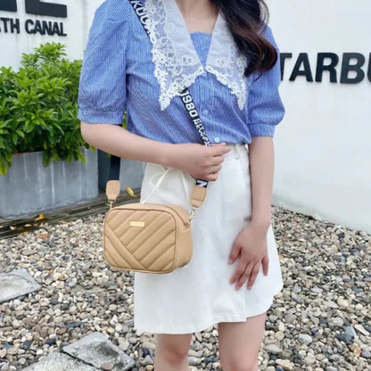 Aura Cream Leather Handbag for Girls & Women YMDS