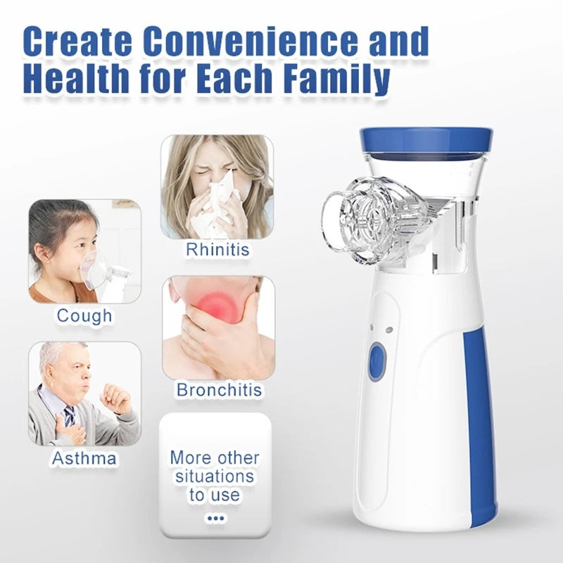 Portable Rechargeable Nebulizer Machine Asthma Inhaler 0.5L for Kids and Adults YMDS