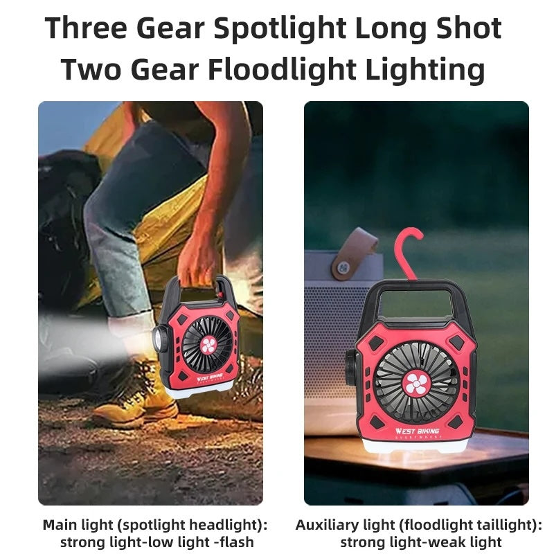 Multipurpose Rechargeable Desk & Camping Fan with LED Light, Flashlight & Power Bank YMDS