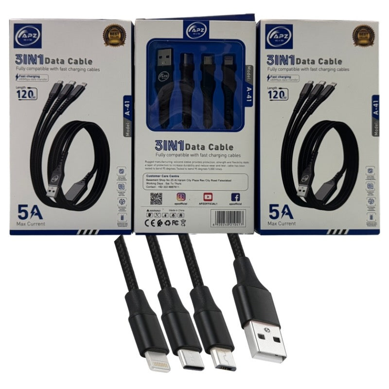 3-in-1 Fast Charging Cable 100W 480Mbps 120cm Type-C YMDS