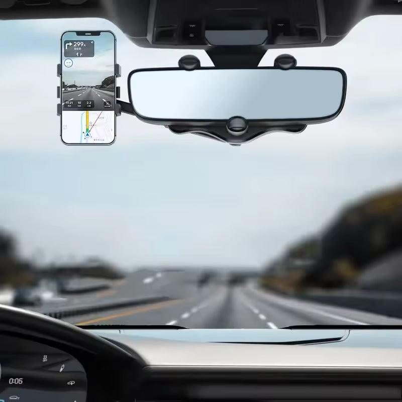360° Rotatable & Retractable Rearview Mirror Phone Holder YMDS