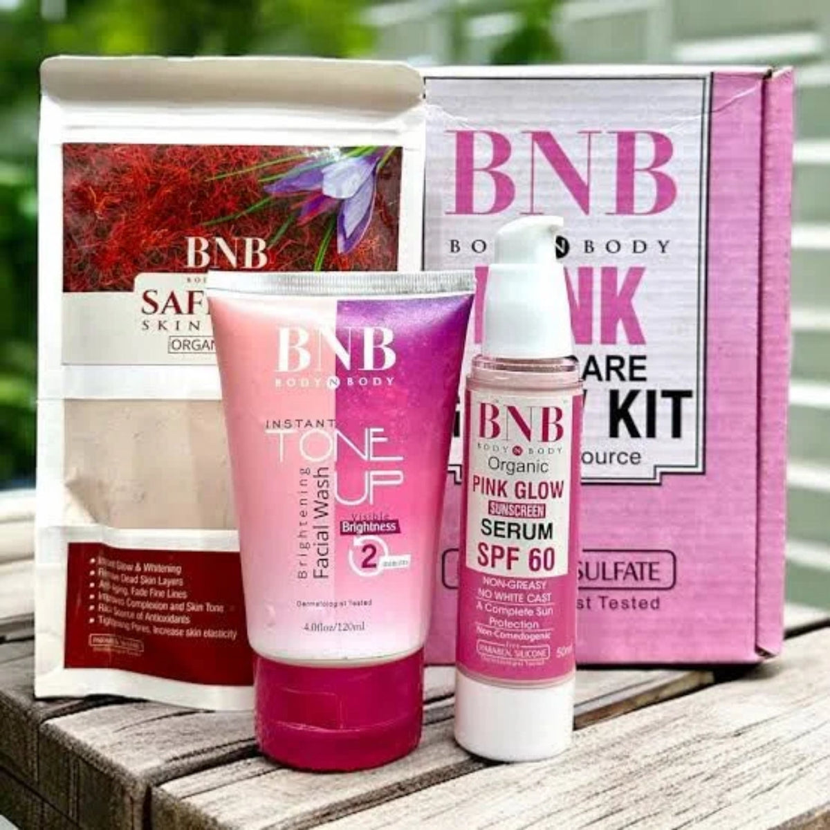 BNB Pink Face Glow Kit | 3-in-1 Skincare Wash Mask SPF Protection Set YMDS