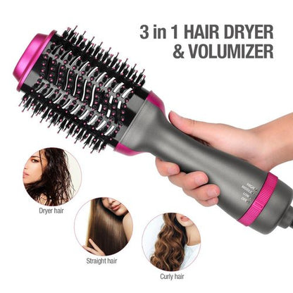 One Step Hot Air Brush | 3-in-1 Dryer, Straightener & Volumizer for Effortless Styling YMDS