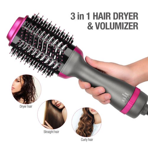 One Step Hot Air Brush | 3-in-1 Dryer, Straightener & Volumizer for Effortless Styling YMDS