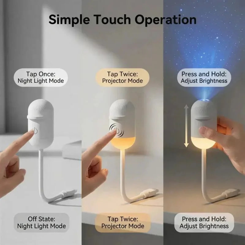 2-in-1 USB Galaxy Star Projector Night Light HHC