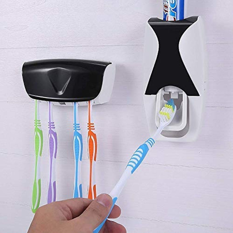 Automatic Toothpaste Dispenser Set with Wall-Mounted Toothbrush Holder YMDS