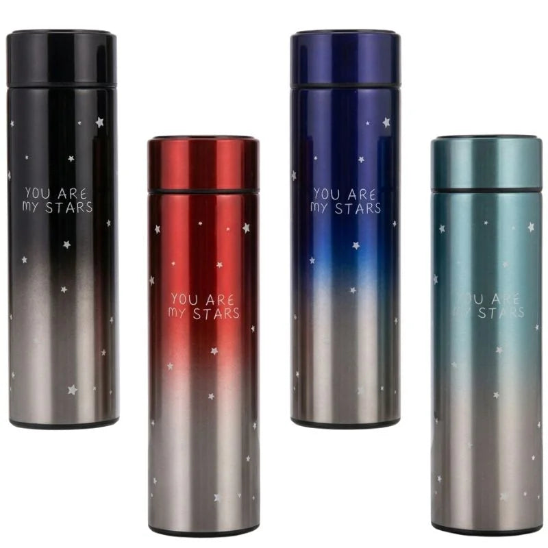 LED Temperature Display Water Bottle Stars Design YMDS