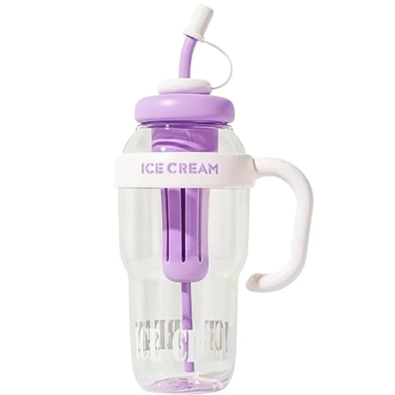Ice Cream Water Bottle with Straw & Tea Infuser YMDS