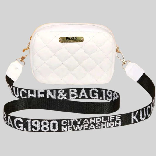 White Leather Handbag for Girls & Women YMDS