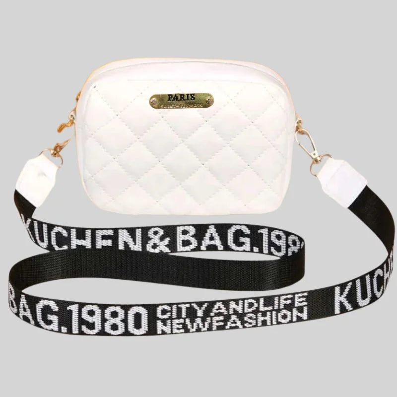 White Leather Handbag for Girls & Women YMDS
