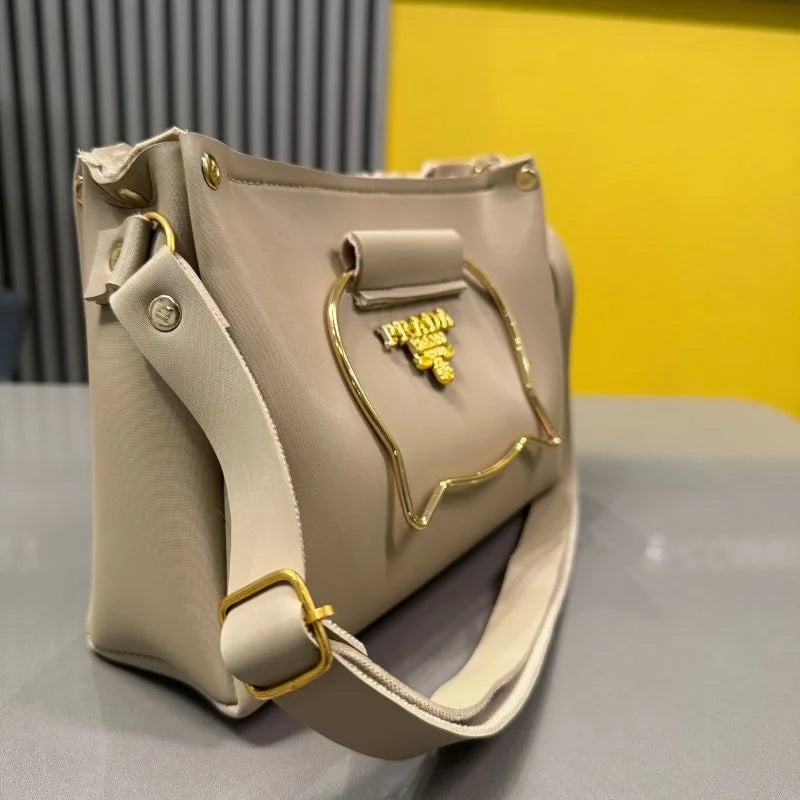 Beige Elegant Cat Handle Handbag for Girls & Ladies YMDS