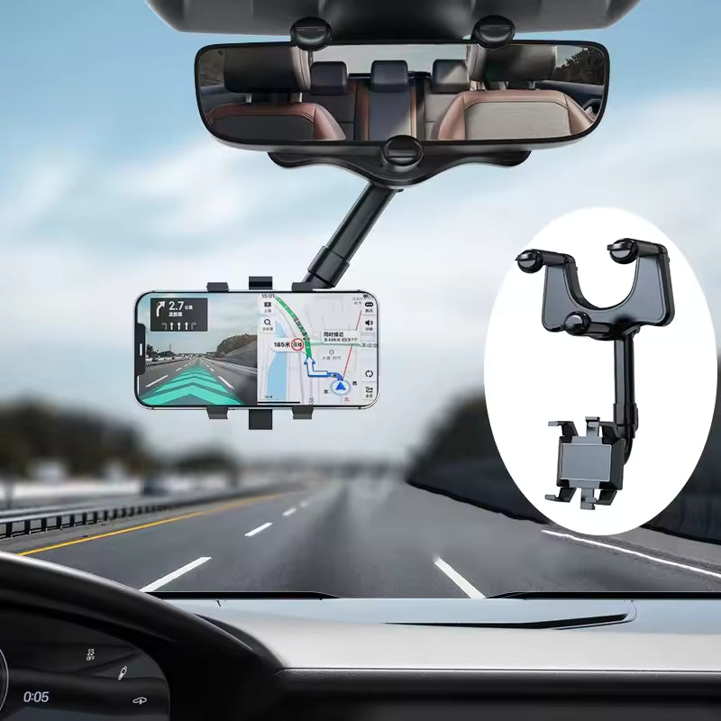360° Rotatable & Retractable Rearview Mirror Phone Holder YMDS