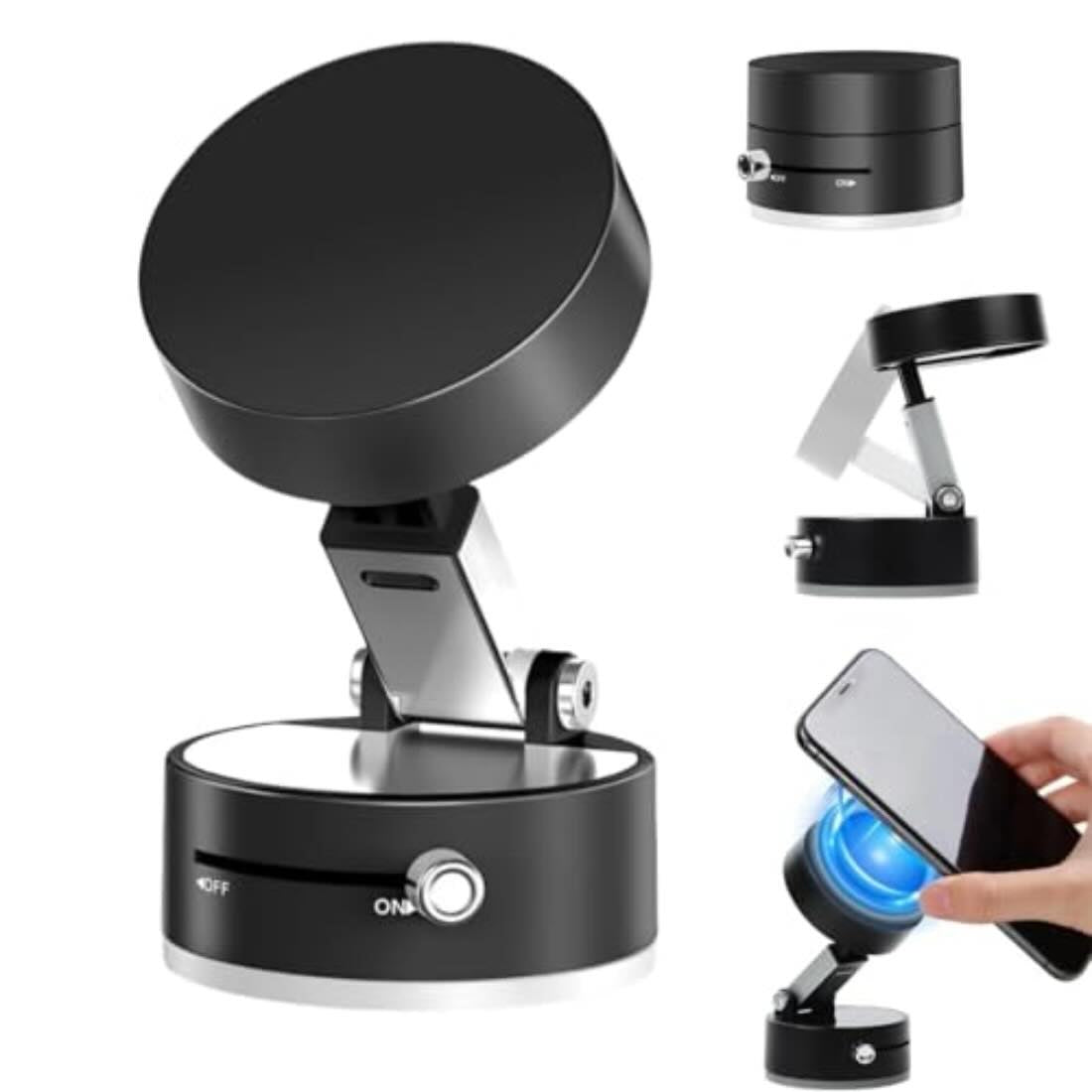 Magnetic Wireless Phone Holder with Foldable Suction Grip for Secure Mounting YMDS