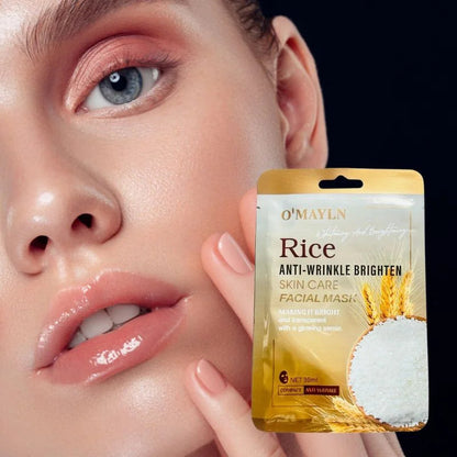 Pack of 2 | O’Mayln Rice Facial Mask | Anti-Wrinkle, Brightening & Hydrating Sheet Mask YMDS