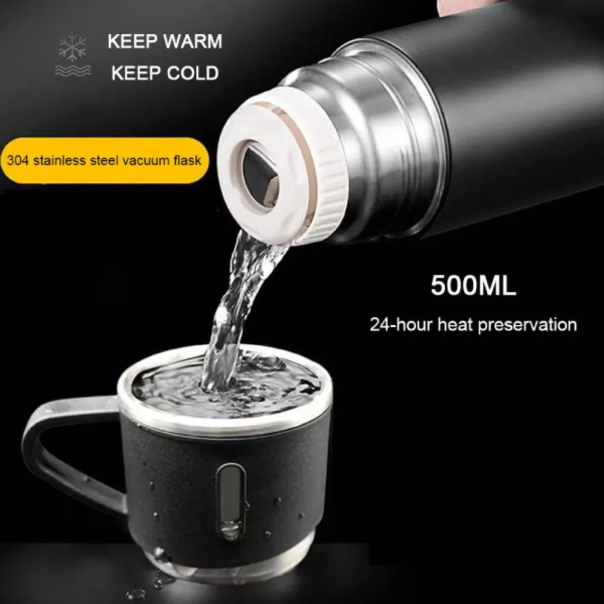 3 Cup 500ML Double-Layer Stainless Steel Vacuum Flask Set YMDS