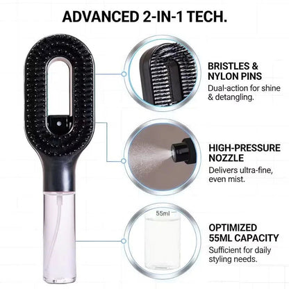2-in-1 Misting Hair Brush with Water Spray Bottle YMDS