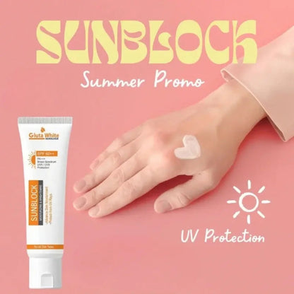 Gluta White SunBlock SPF 60 | Moisturizing & Brightening Sunscreen for All Skin Types YMDS