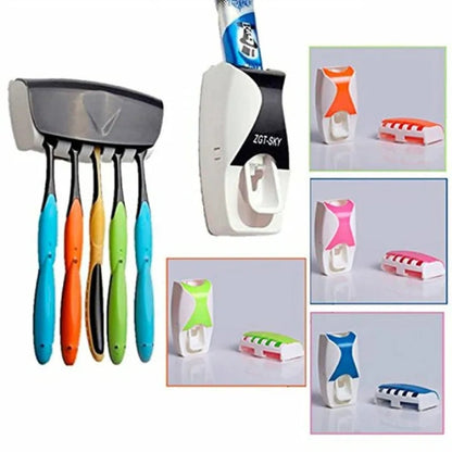 Automatic Toothpaste Dispenser Set with Wall-Mounted Toothbrush Holder YMDS