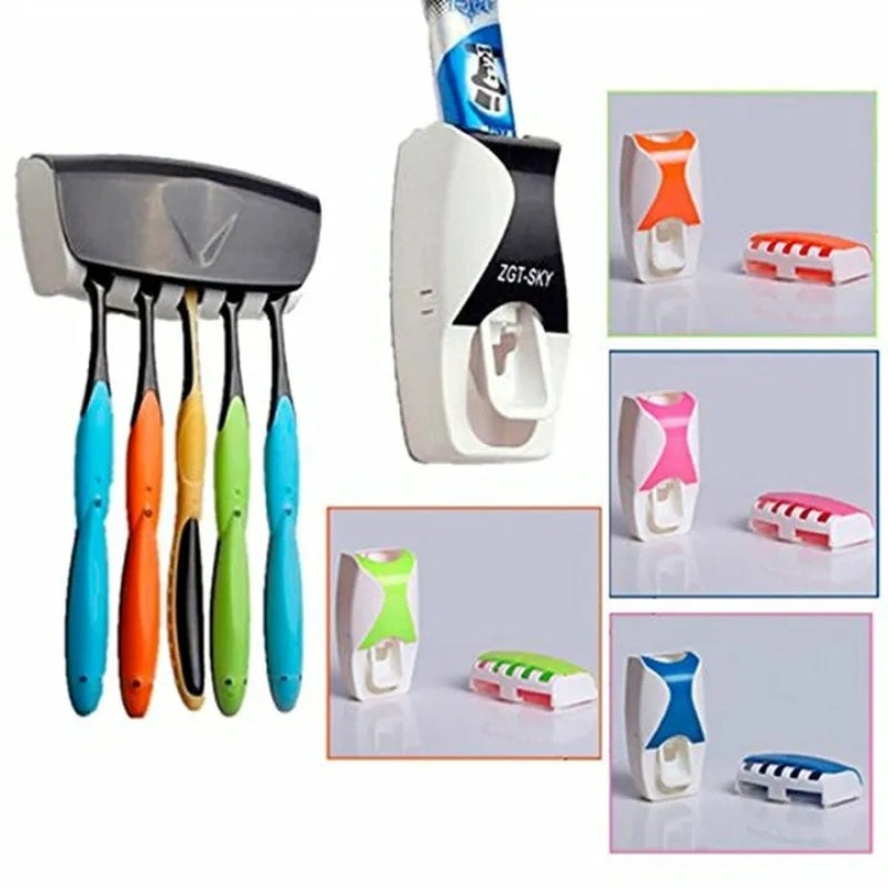 Automatic Toothpaste Dispenser Set with Wall-Mounted Toothbrush Holder YMDS