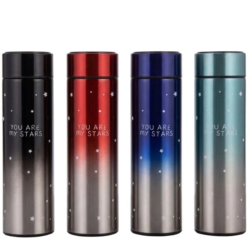 LED Temperature Display Water Bottle Stars Design YMDS