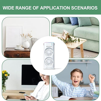 Mini Double Head Mist Fan with LED Light & Humidifier YMDS