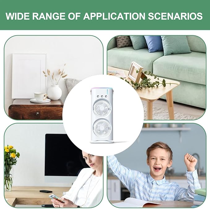 Mini Double Head Mist Fan with LED Light & Humidifier YMDS