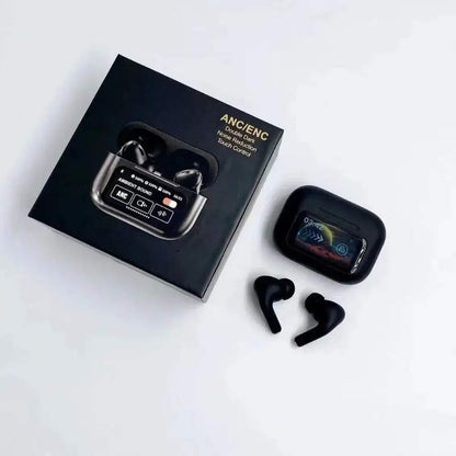 Black A9 Pro ANC Bluetooth 5.4 Wireless Earbuds YMDS