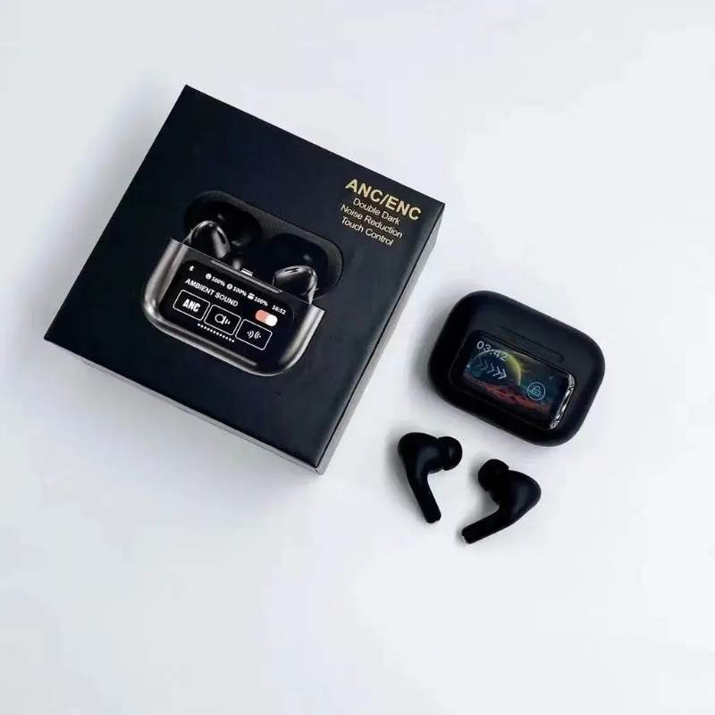 Black A9 Pro ANC Bluetooth 5.4 Wireless Earbuds YMDS