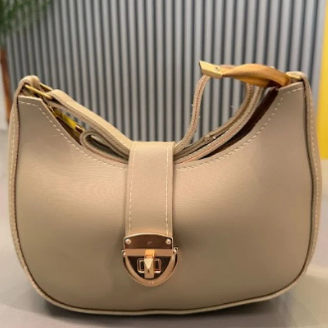 Crescent Leather Luxury Shoulder Bag for Women | Skin Color YMDS