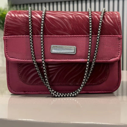 Luxury Women’s Shoulder Bag in Maroon Faux Leather for Casual, Work, and Formal Use YMDS