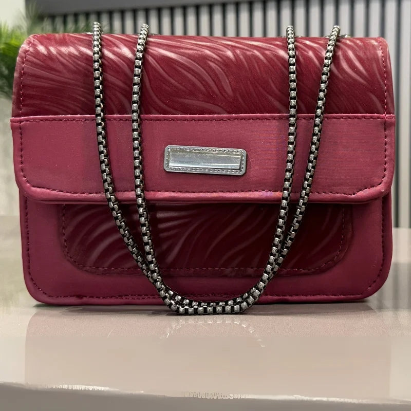 Luxury Women’s Shoulder Bag in Maroon Faux Leather for Casual, Work, and Formal Use YMDS