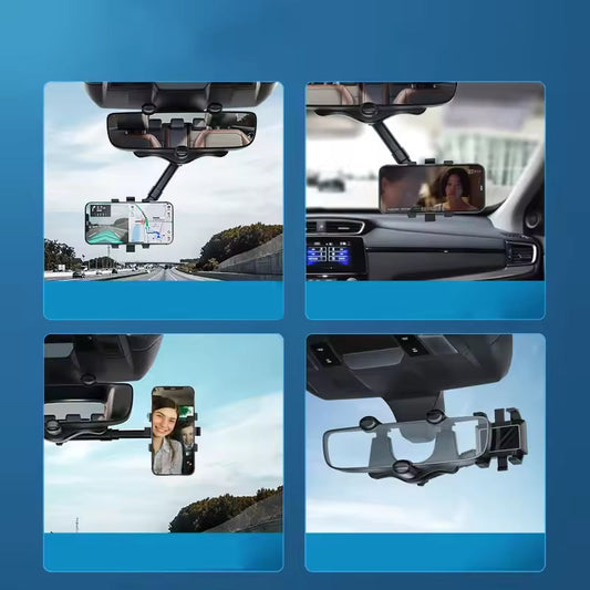 360° Rotatable & Retractable Rearview Mirror Phone Holder YMDS