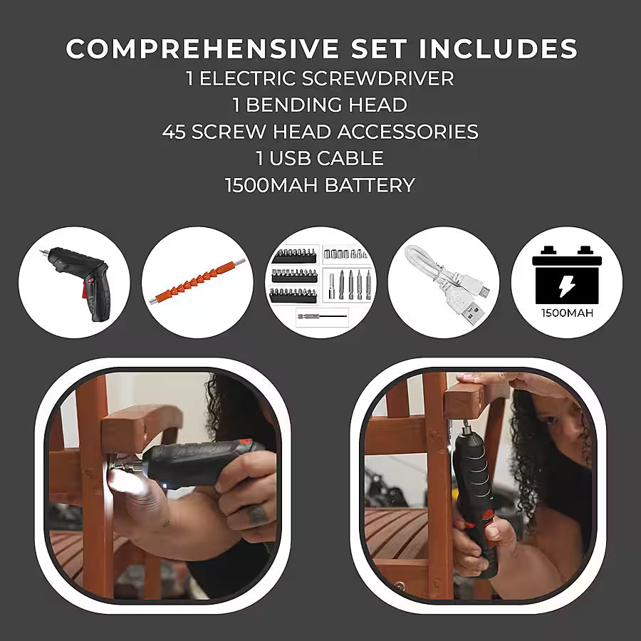47-Piece Foldable Wireless Electric Screwdriver Kit YMDS
