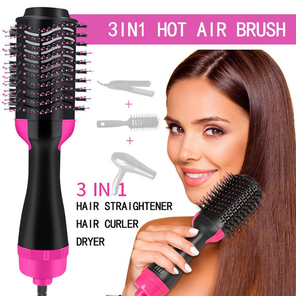 One Step Hot Air Brush | 3-in-1 Dryer, Straightener & Volumizer for Effortless Styling YMDS