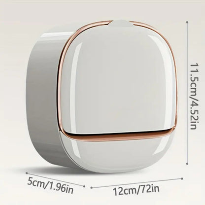 Milky White | Self-Adhesive Wall-Mounted Luxury Soap Holder with Lid and Drainage Tray YMDS