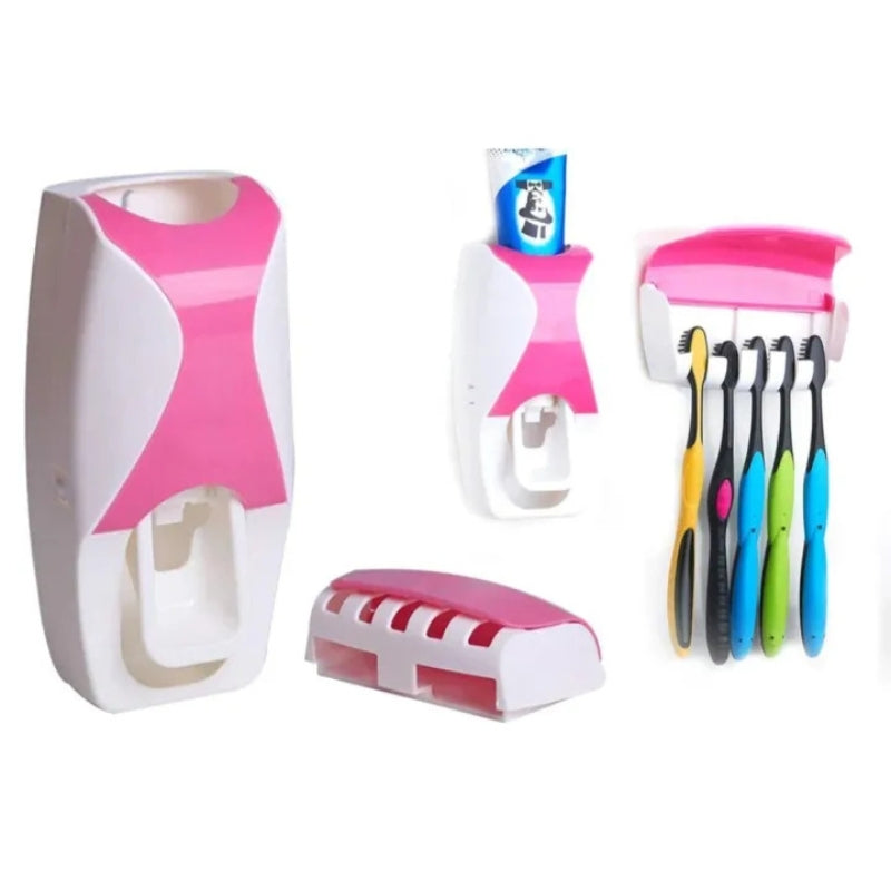 Automatic Toothpaste Dispenser Set with Wall-Mounted Toothbrush Holder YMDS