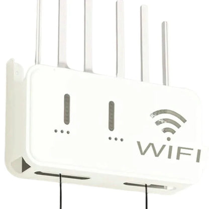 White WiFi Router Storage Box & Wall Mount Shelf Universal Cable Organizer YMDS