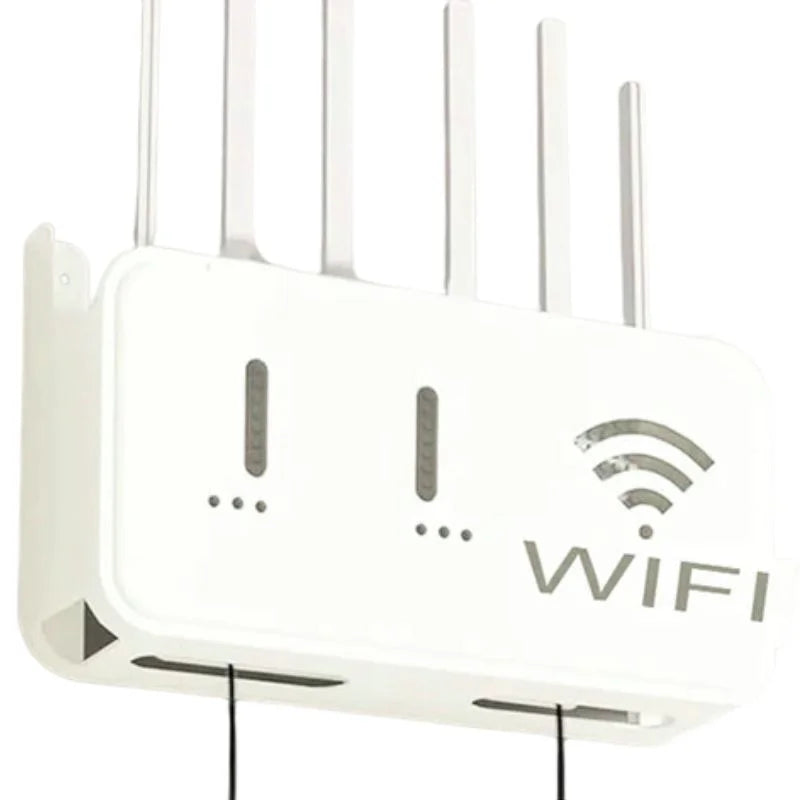 White WiFi Router Storage Box & Wall Mount Shelf Universal Cable Organizer YMDS