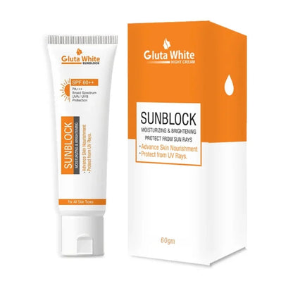Gluta White SunBlock SPF 60 | Moisturizing & Brightening Sunscreen for All Skin Types YMDS