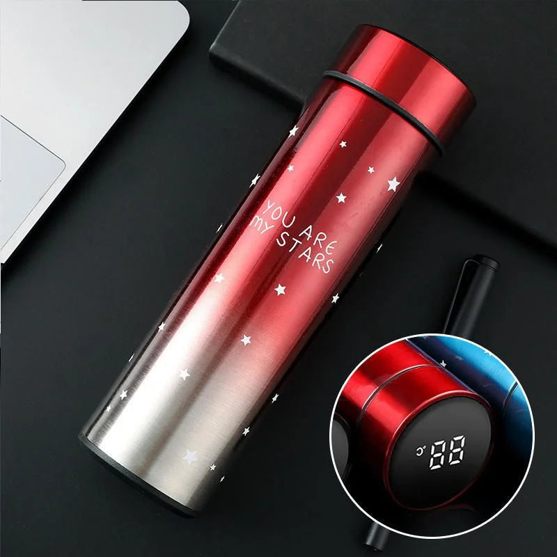 LED Temperature Display Water Bottle Stars Design YMDS