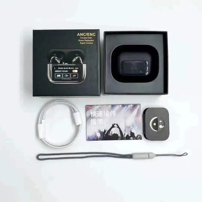 Black A9 Pro ANC Bluetooth 5.4 Wireless Earbuds YMDS