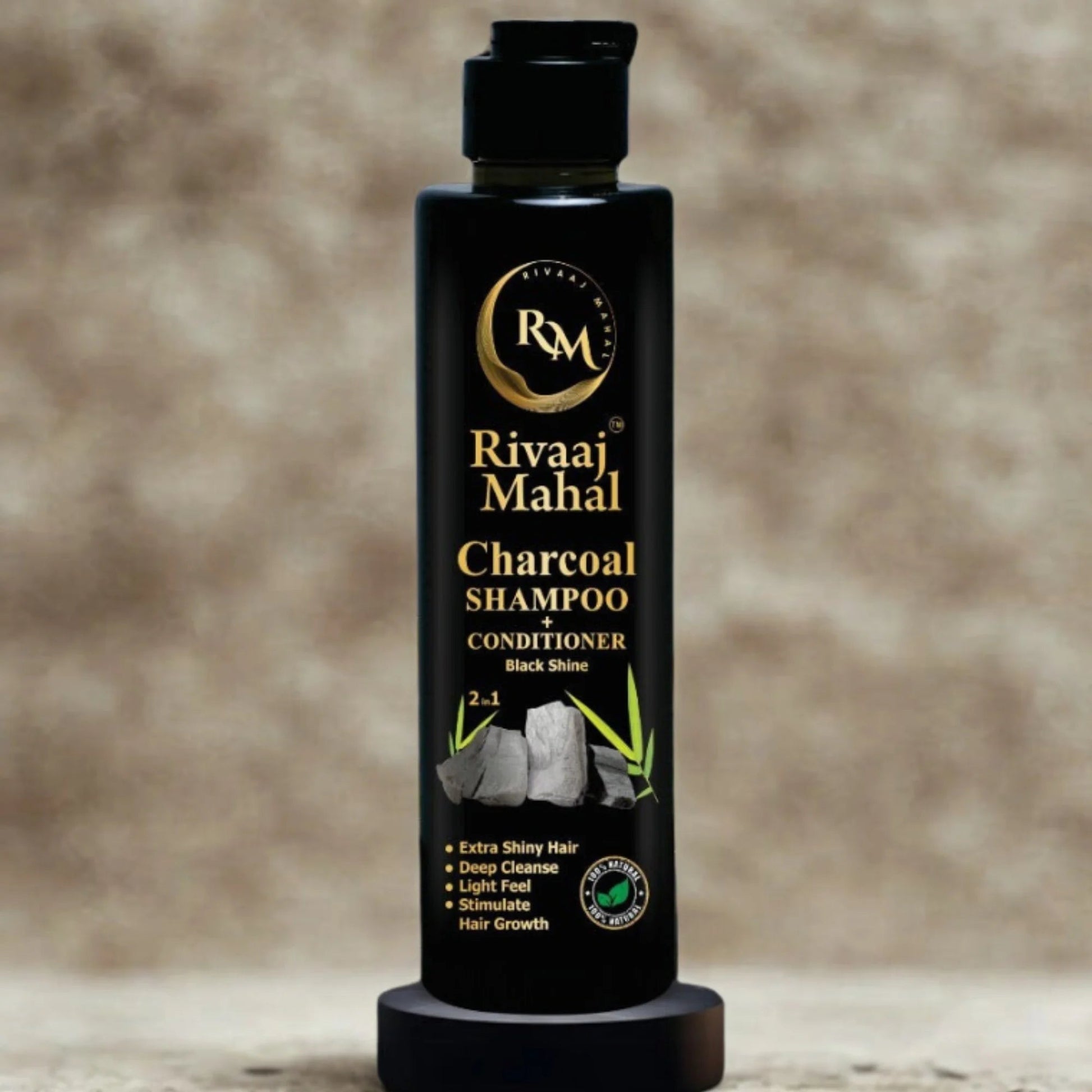 Rivaaj Mahal Charcoal Shampoo + Conditioner 2-in-1 | Black Shine Formula YMDS