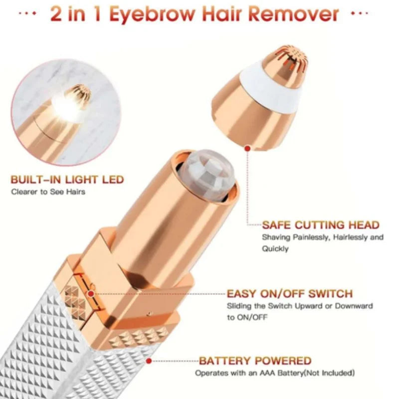 2-in-1 Flawless Facial Hair Remover & Eyebrow Trimmer White YMDS