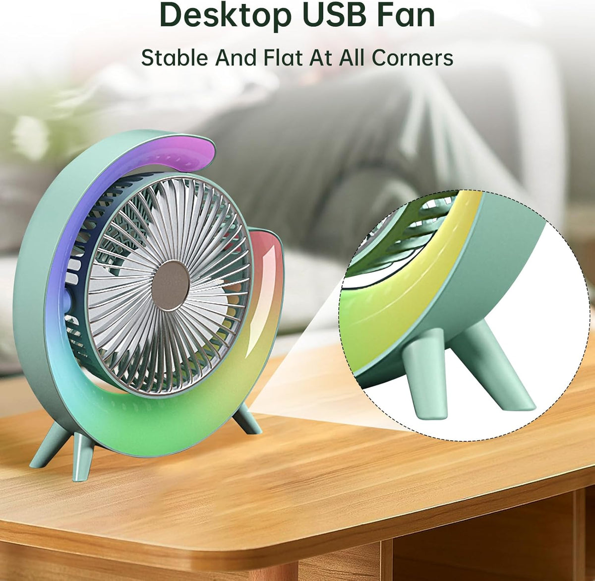 Colorful USB Rechargeable Desktop Fan YMDS