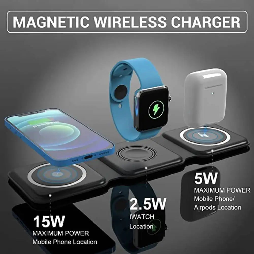 3-in-1 Foldable Magnetic Wireless Charger 15W YMDS