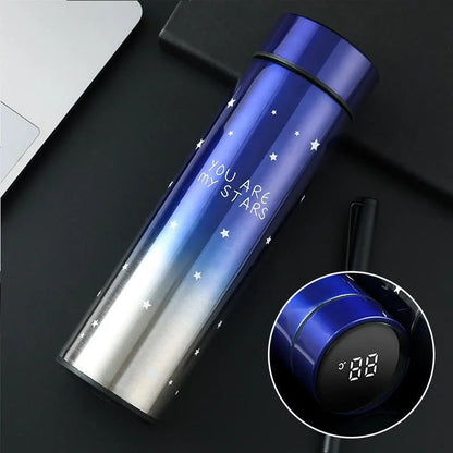 LED Temperature Display Water Bottle Stars Design YMDS