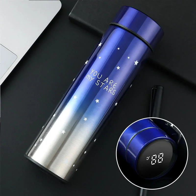 LED Temperature Display Water Bottle Stars Design YMDS